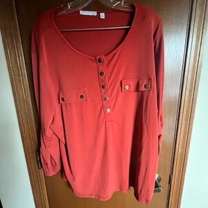 Rust color Button-Up Women's Top